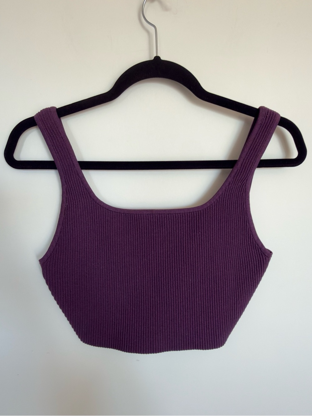 Babaton Ribbed Square-Neck Crop Tank - Deep Purple
